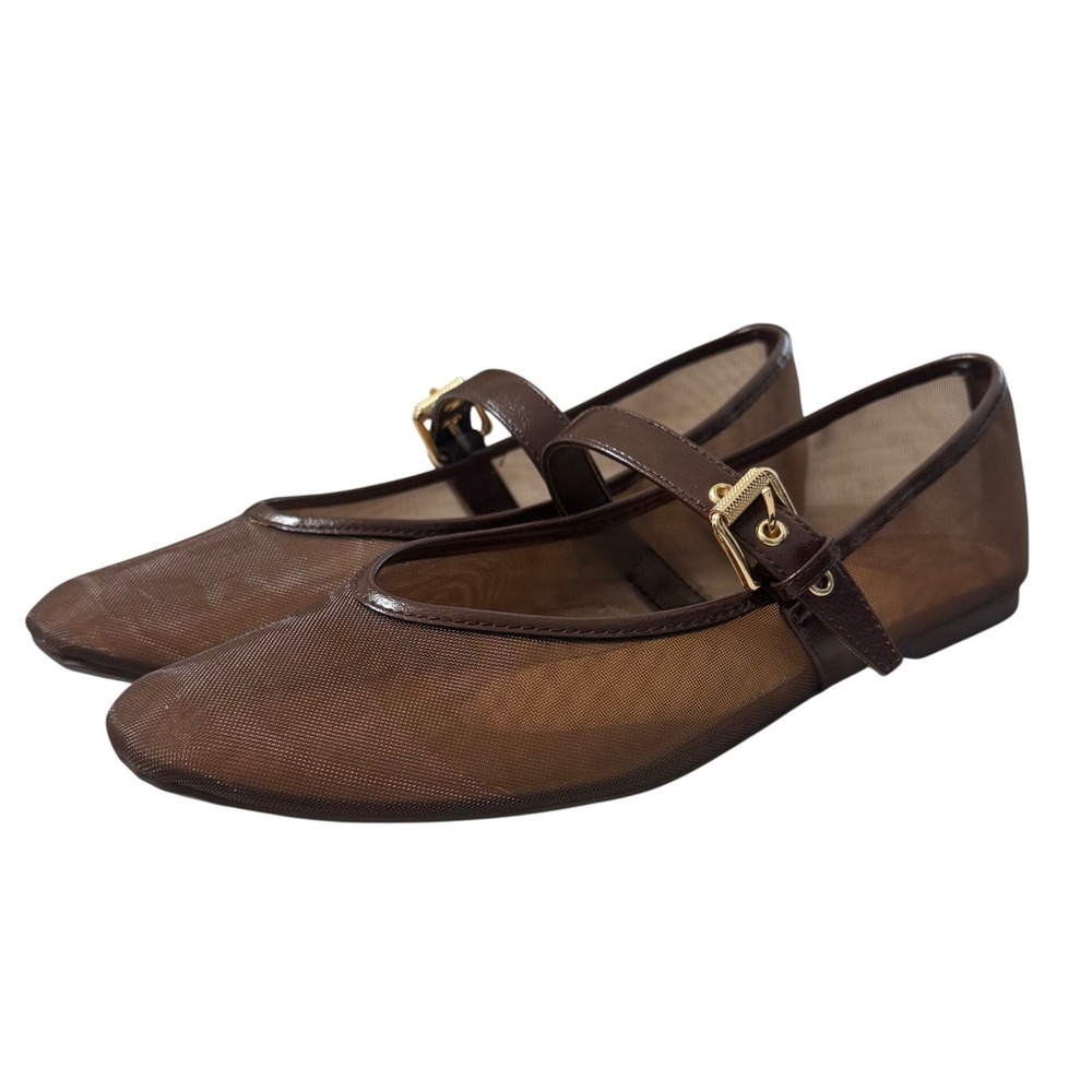 Dolce Vita Mulaney Mesh Mary Jane Flats Womens 9.5 Brown Excellent Pointed Toe